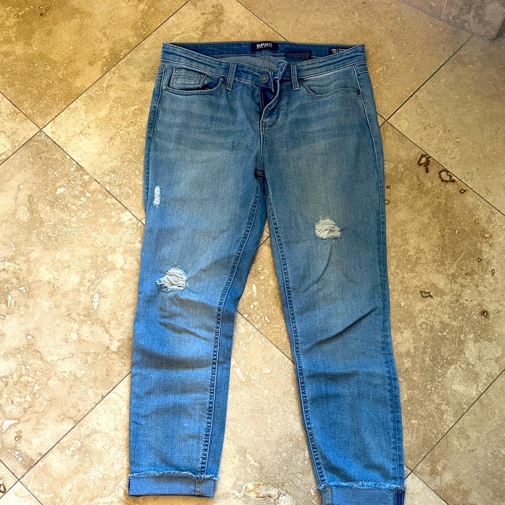 Buffalo David Bitton Light Blue Distressed Jess Ankle Jeans size 6/28